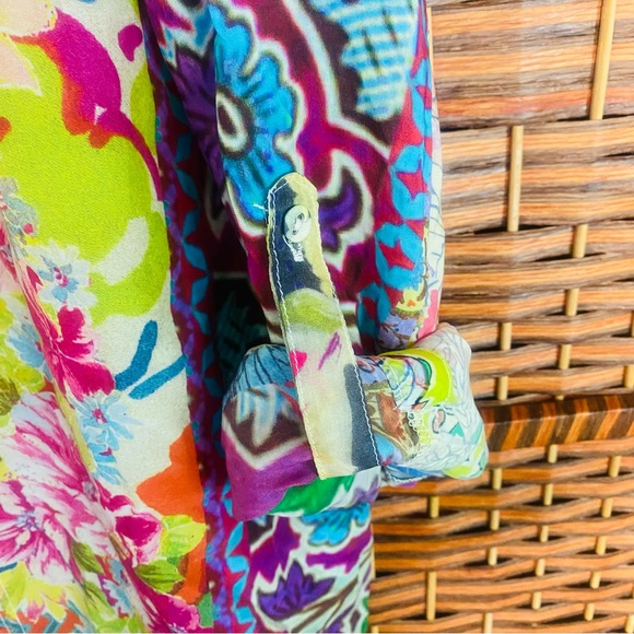 Johnny Was Floral Print Patchwork Cupra Rayon Tunic Blouse - Picture 4 of 5